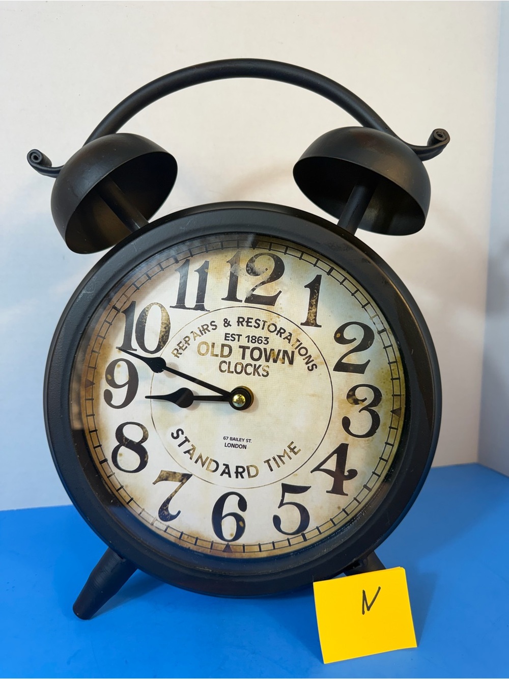 Black Vintage Twin-Bell Wall Clock - Standard Time